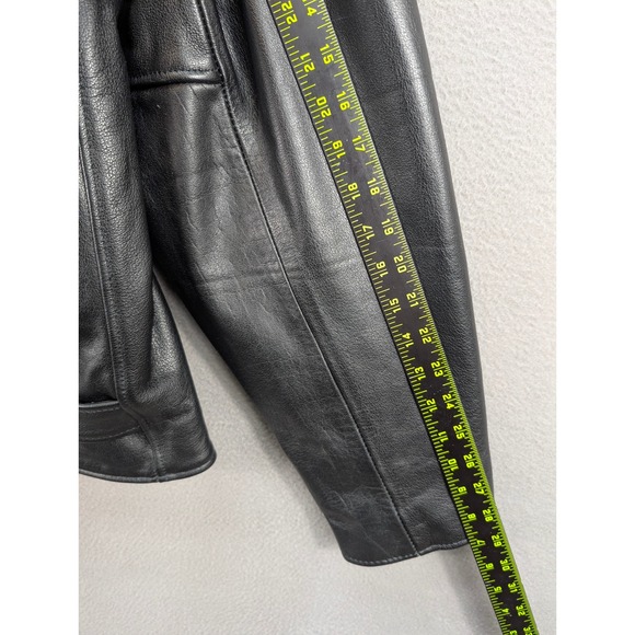 Vintage Allstate Leather Black Biker Motorcycle Jacket Men's 52 Liner Zip Heavy - Picture 8 of 13